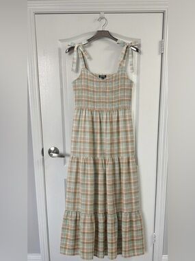 George Plaid Smocked Tiered maxi dress